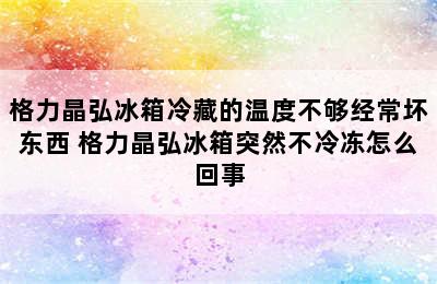 格力晶弘冰箱冷藏的温度不够经常坏东西 格力晶弘冰箱突然不冷冻怎么回事